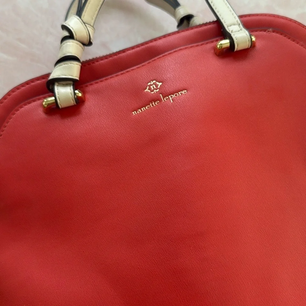 Nanette Lepore Orange and Ivory Satchel Bag